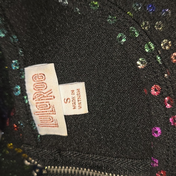 NWOT LuLaRoe ELEGANT Amelia Pleated Black Rainbow Sequins Small 6/8 Unicorn - Picture 3 of 3